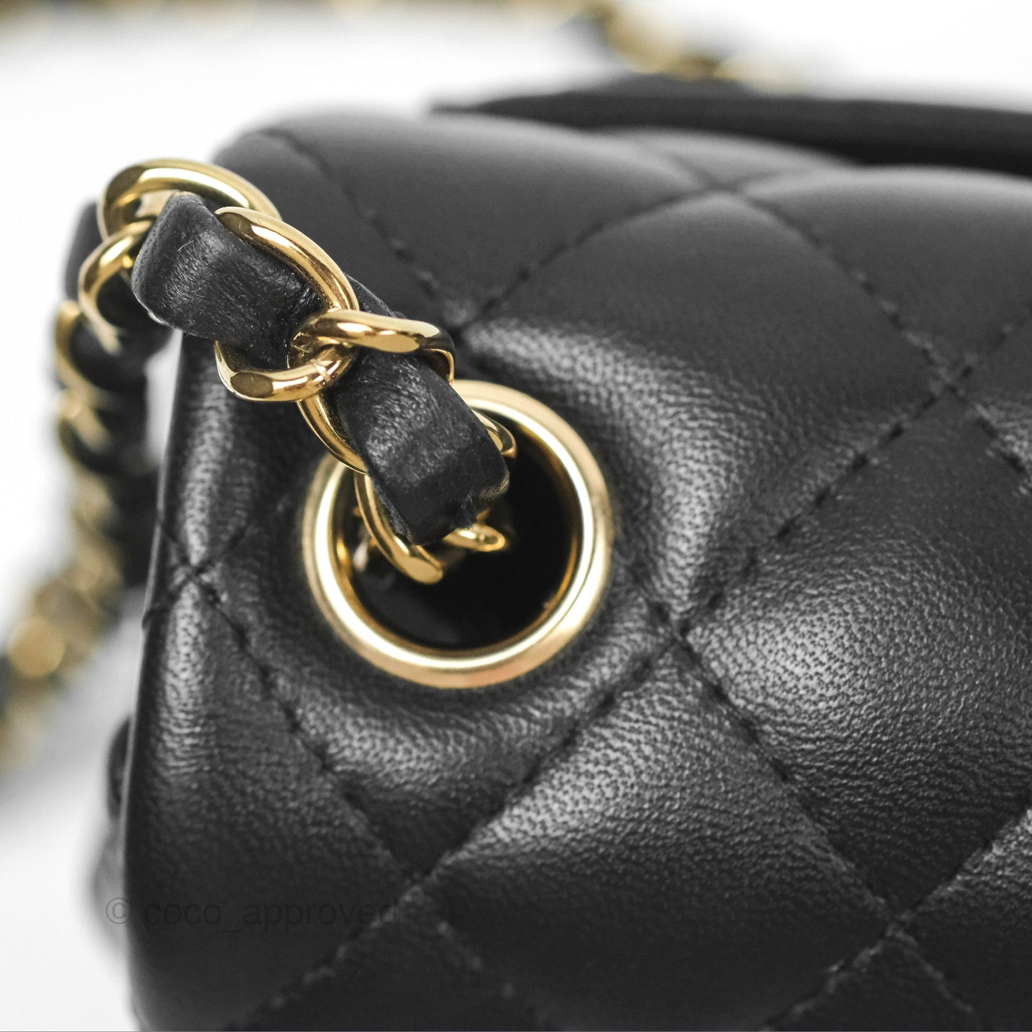 Chanel Mini Square Flap Bag Quilted Black Lambskin Gold Hardware