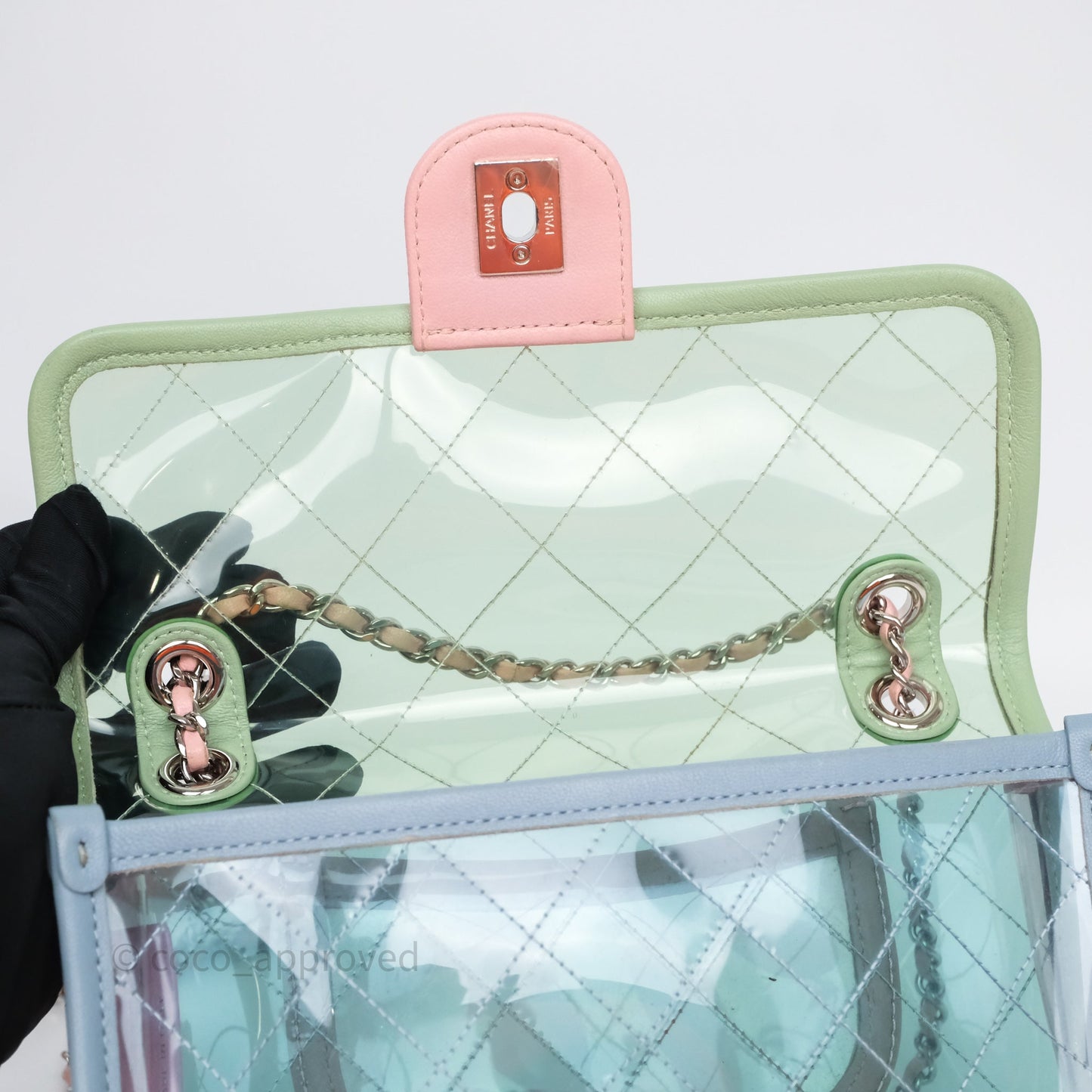 Chanel Coco Splash PVC Mini Flap Bag Blue/Green/Pink Silver Hardware