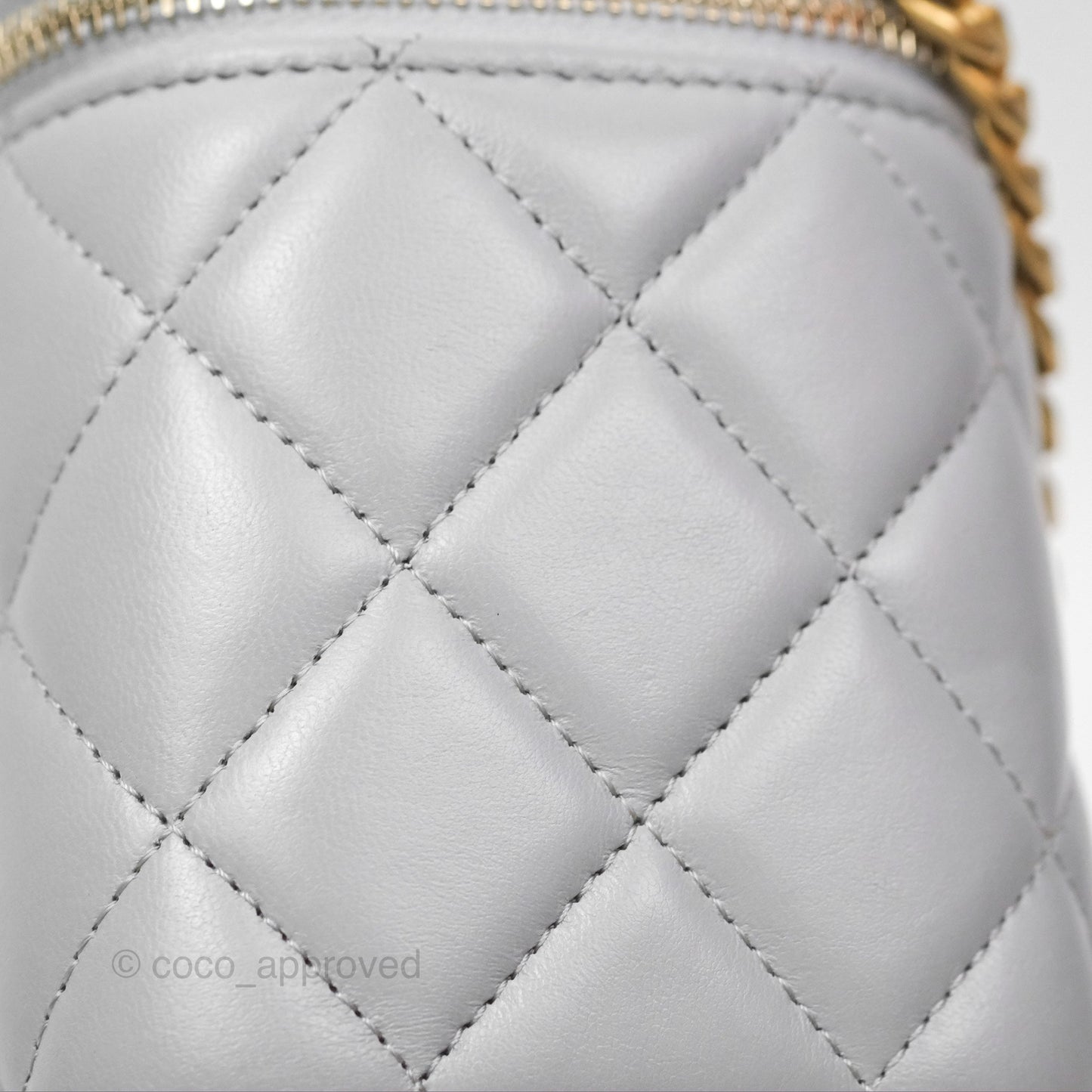 Chanel All Slide Vanity with Adjustable Chain Grey Lambskin Aged Gold Hardware