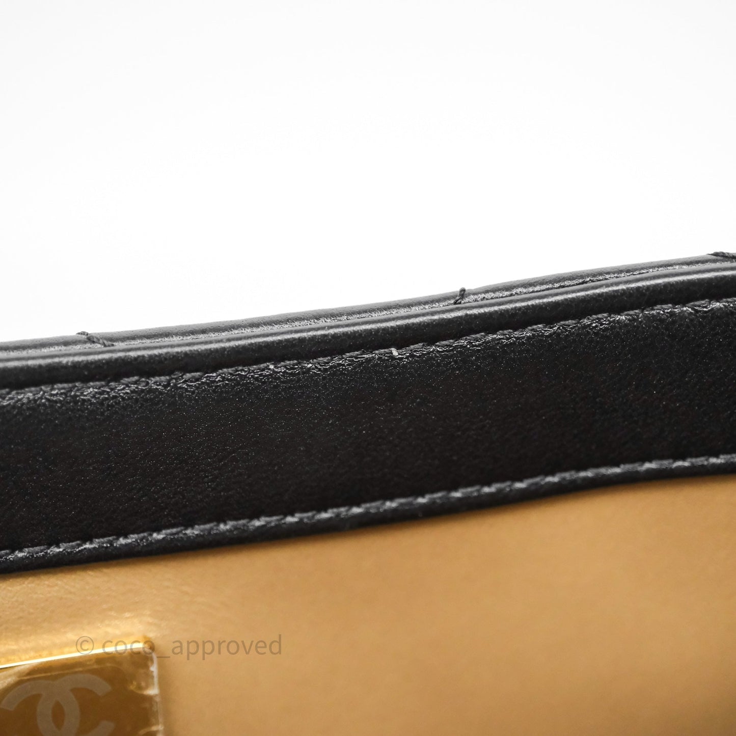 Chanel Quilted Flap Bag with Pearl Chain Black Calfskin Aged Gold Hardware