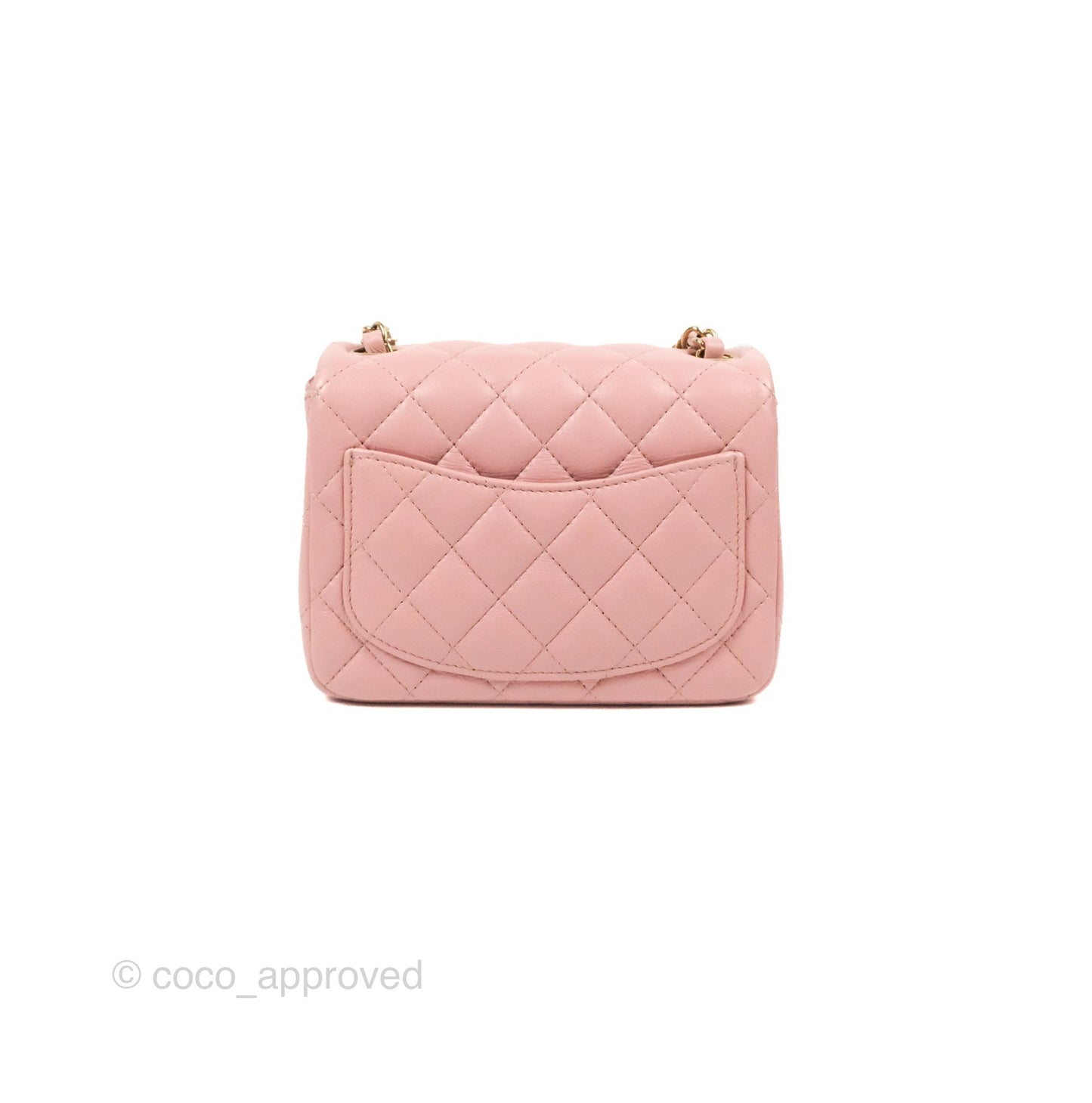 Chanel Quilted Mini Square Flap Pink Lambskin Gold Hardware
