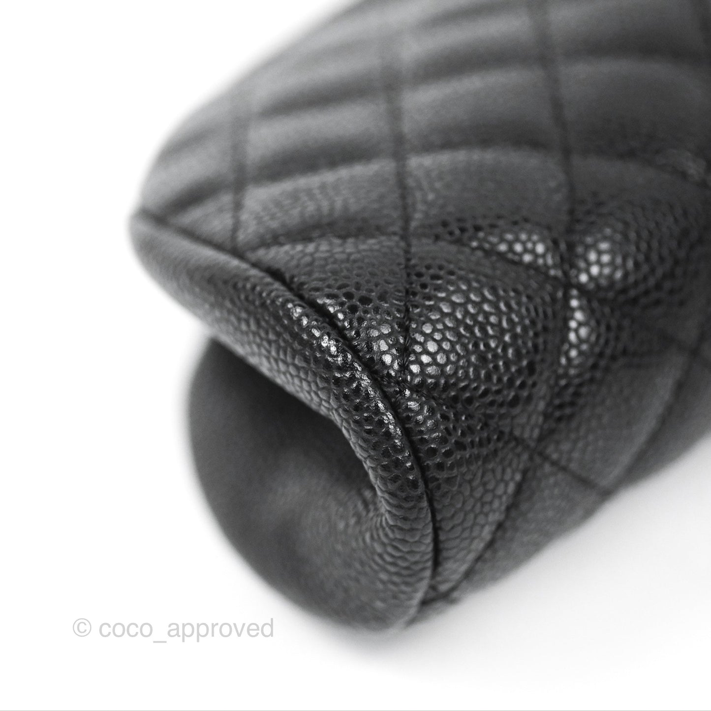 Chanel Quilted Timeless Kisslock Clutch Black Caviar Silver Hardware