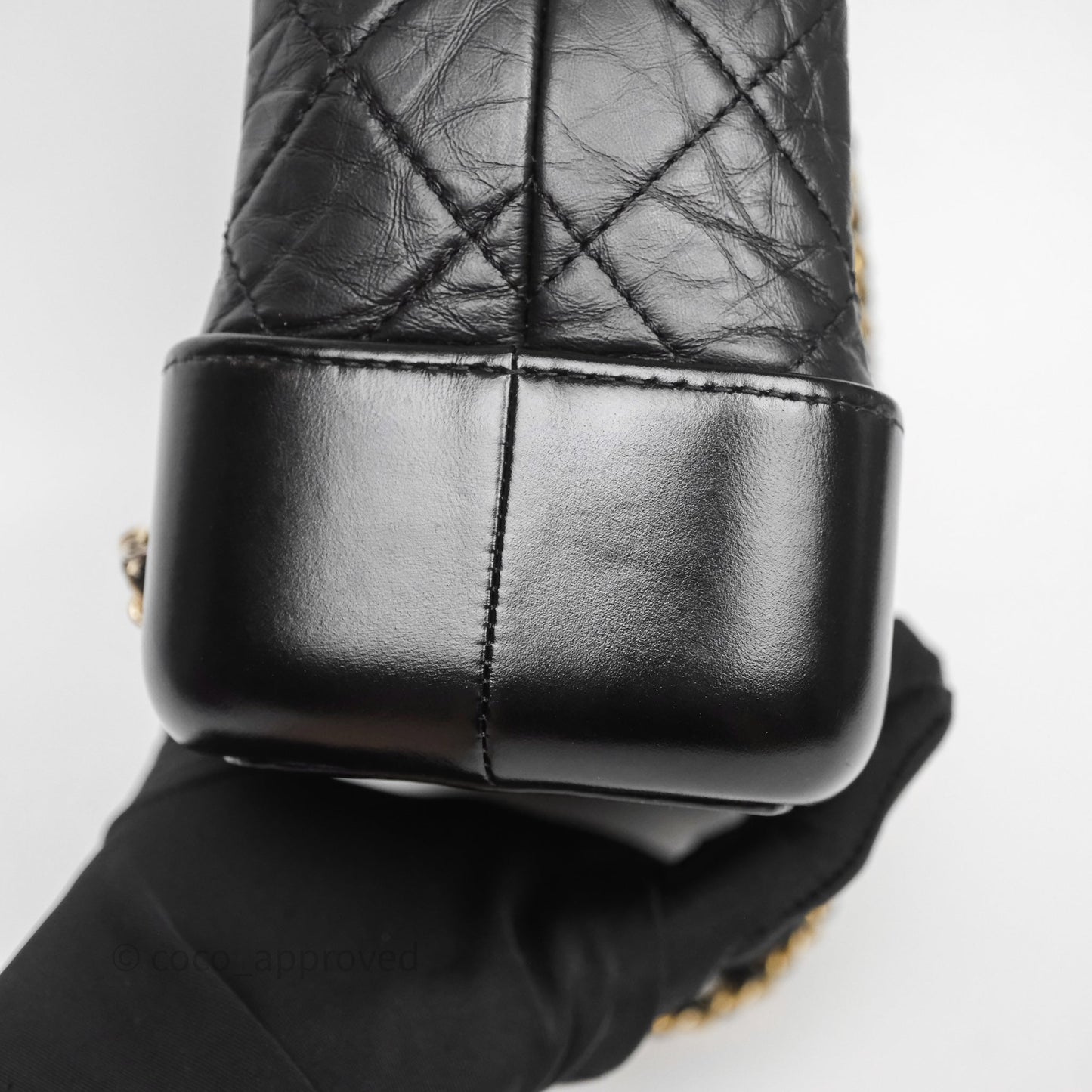 Chanel Small Gabrielle Backpack Quilted Black Aged Calfskin