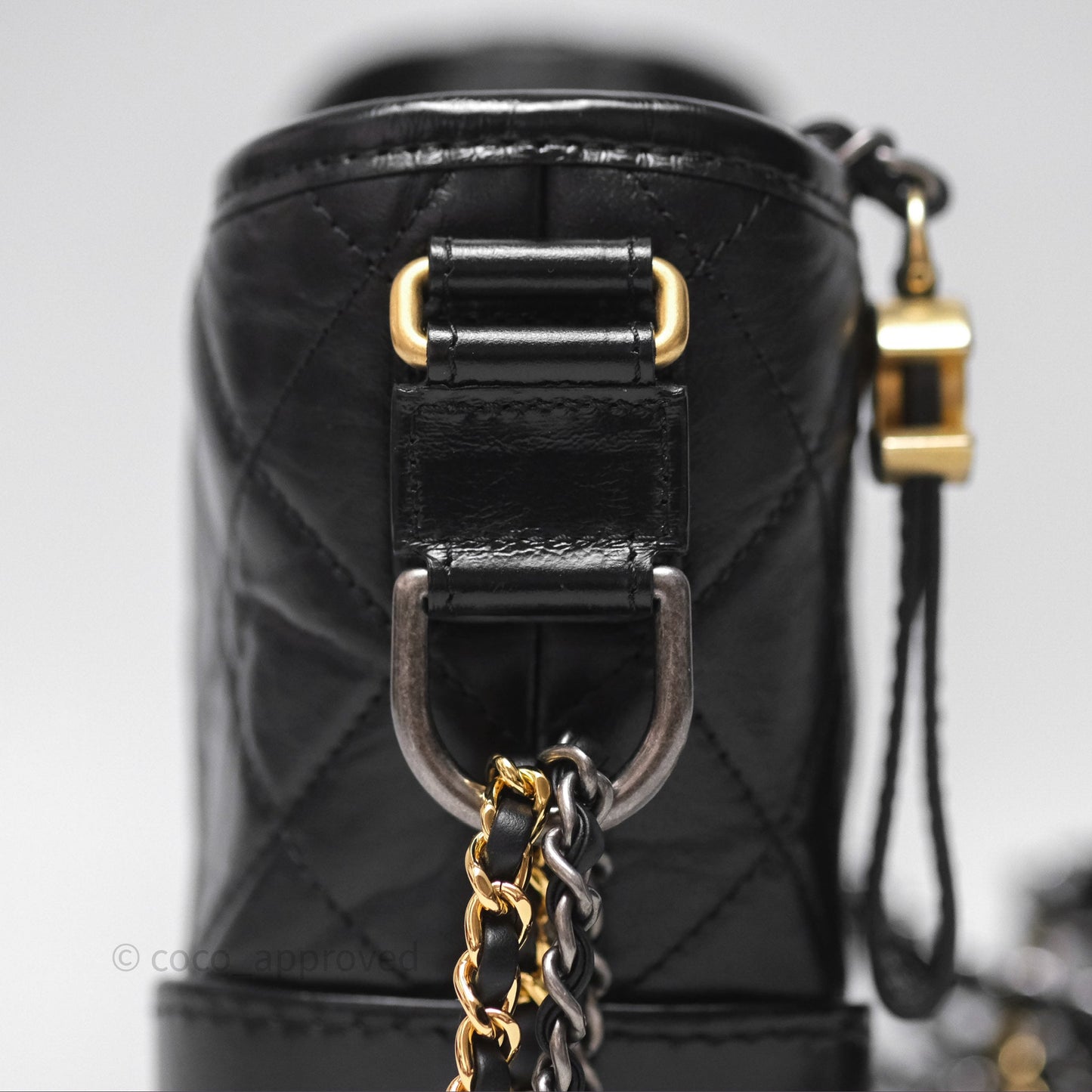 Chanel Small Gabrielle Hobo Quilted Black Aged Calfskin