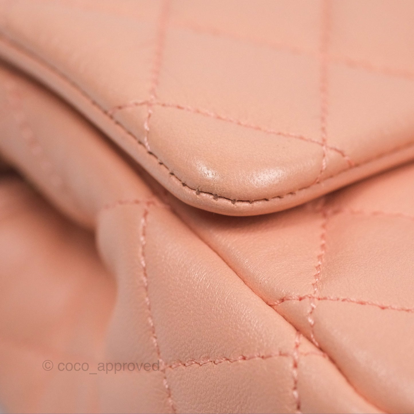 Chanel Pearl Crush Mini Square Quilted Peach Beige Lambskin Aged Gold Hardware