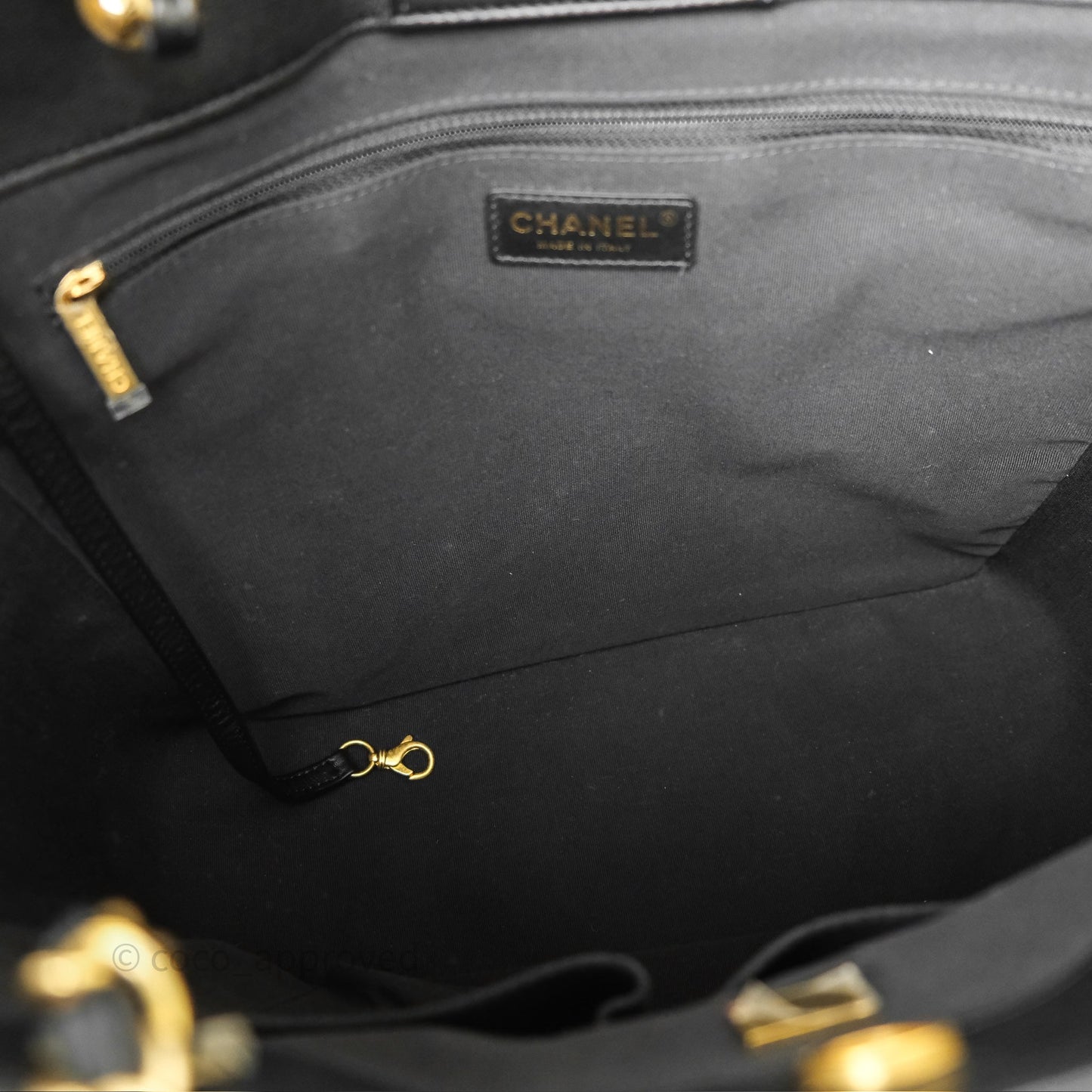 Chanel Stitched Large Shopping Bag Black Calfskin Aged Gold Hardware