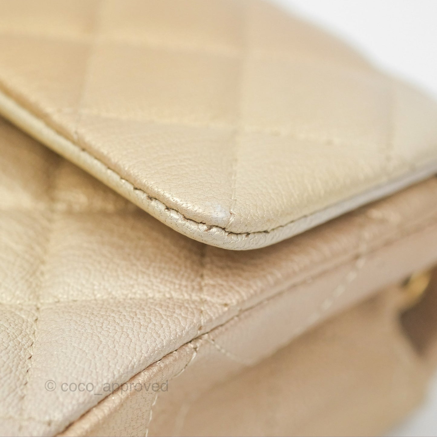 Chanel Mini Rectangular Flap Beige Ombre Iridescent Goatskin Aged Gold Hardware 22C