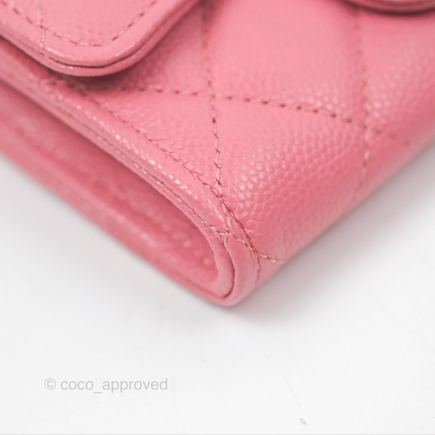 Chanel Quilted Flap Card Holder Pink Caviar Gold Hardware