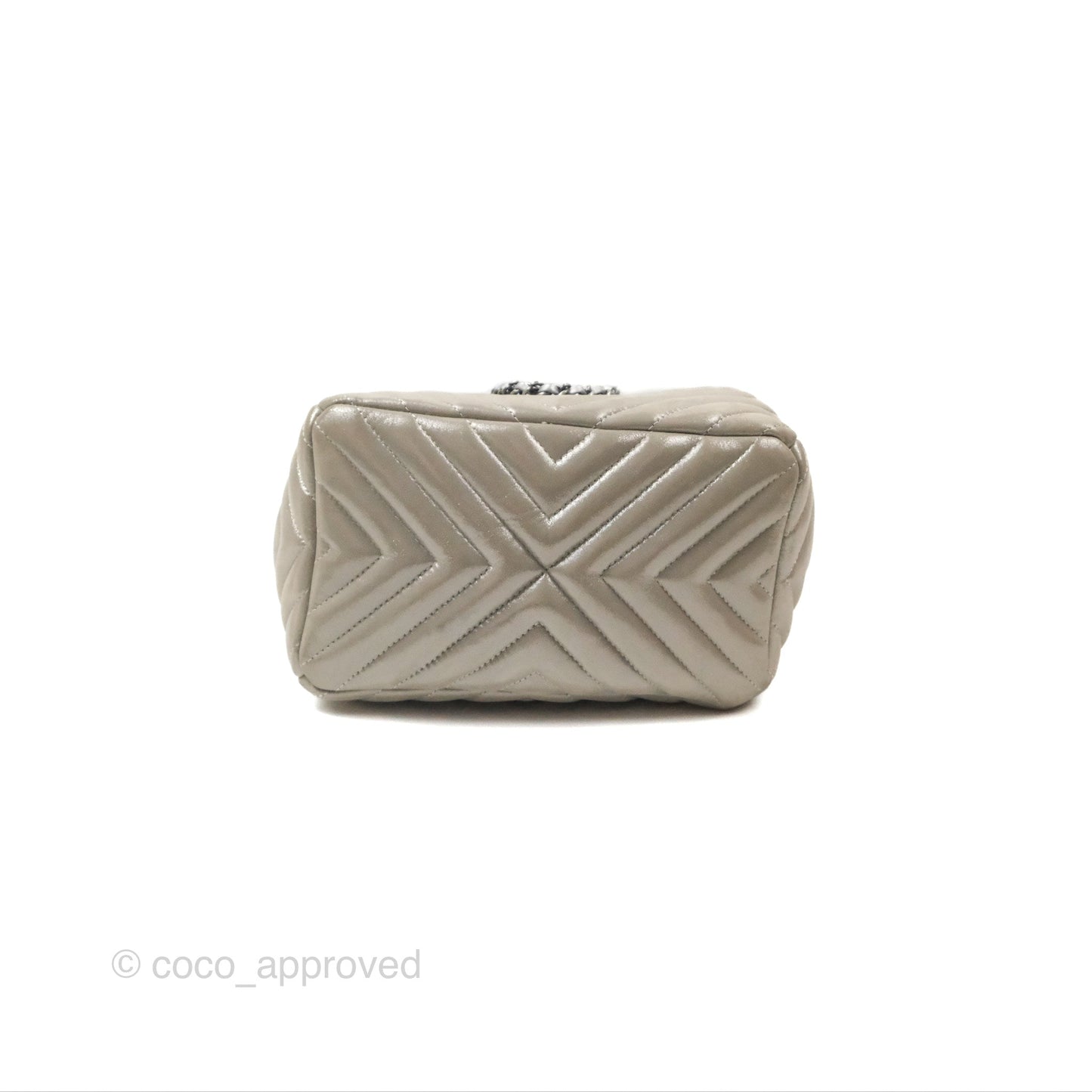 Chanel Small Urban Spirit Drawstring Bag Chevron Iridescent Silver Calfskin