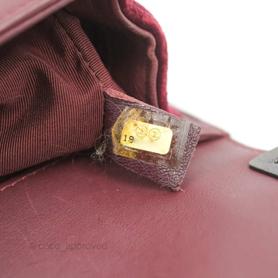 Chanel Small Boy Burgundy Velvet Ruthenium Hardware