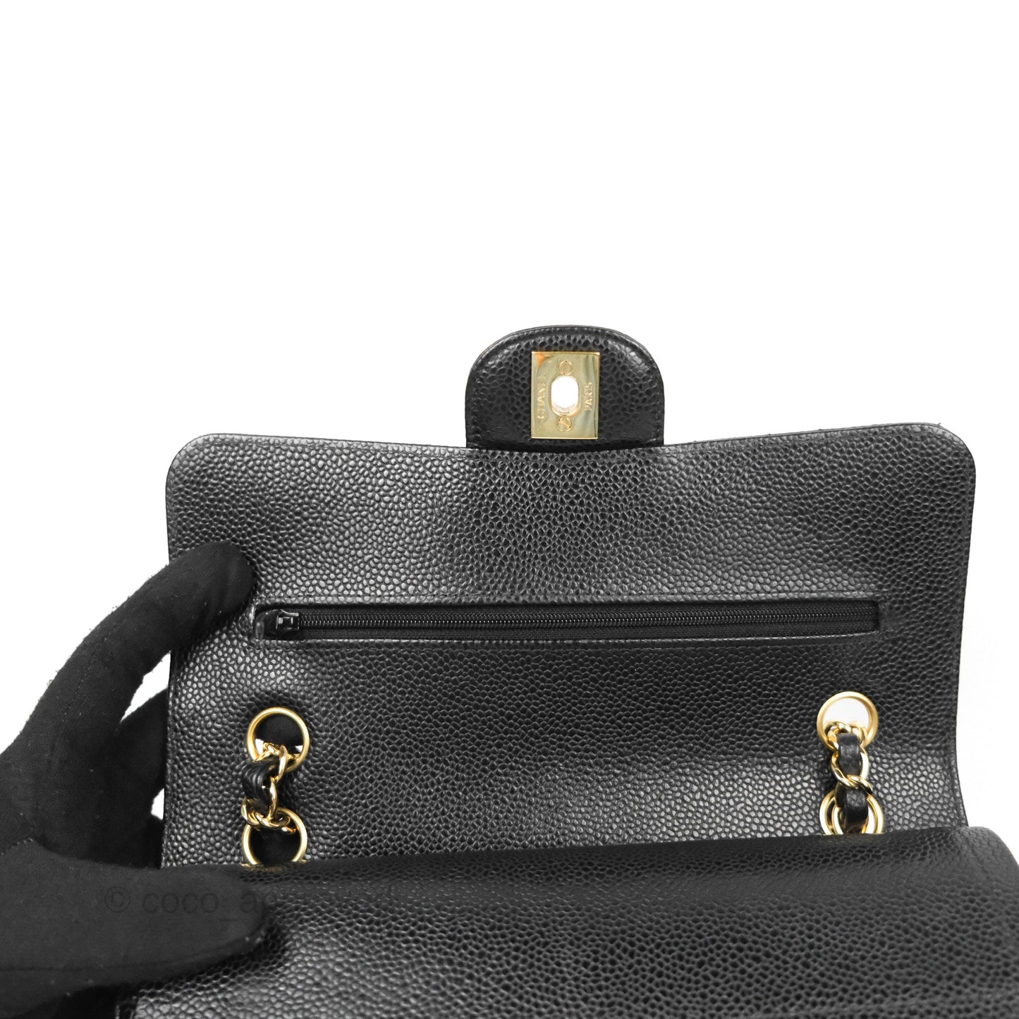 Chanel Small Classic Flap Quilted Black Caviar Gold Hardware