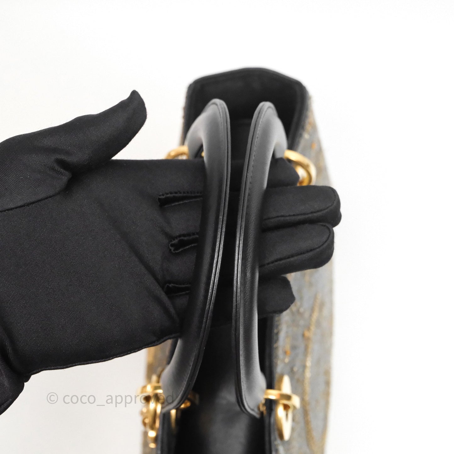 Christian Dior Medium Lady Dior Limited Edition The Moon In My EyesBag Black Calfskin Gold Hardware