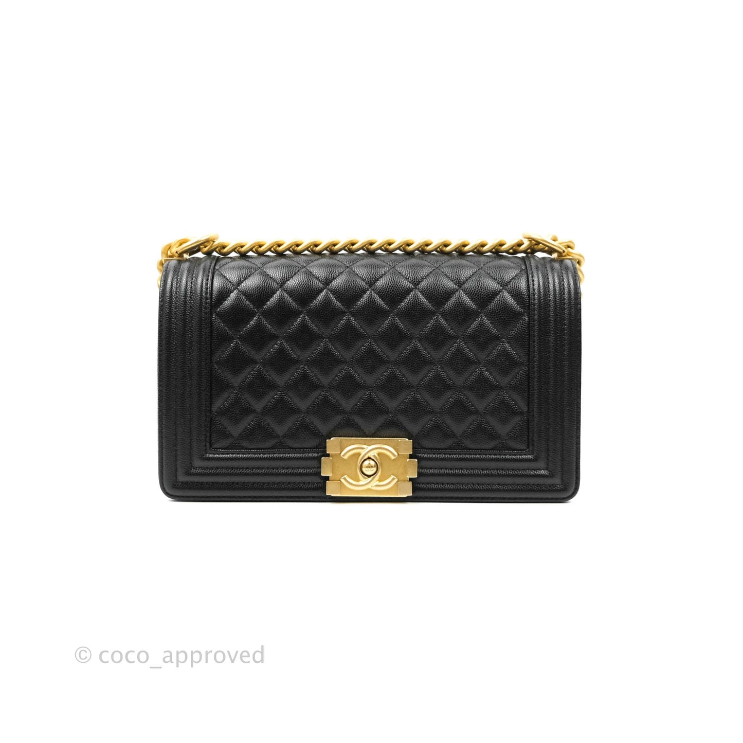 Chanel Quilted Medium Caviar Boy Flap Aged Gold Hardware