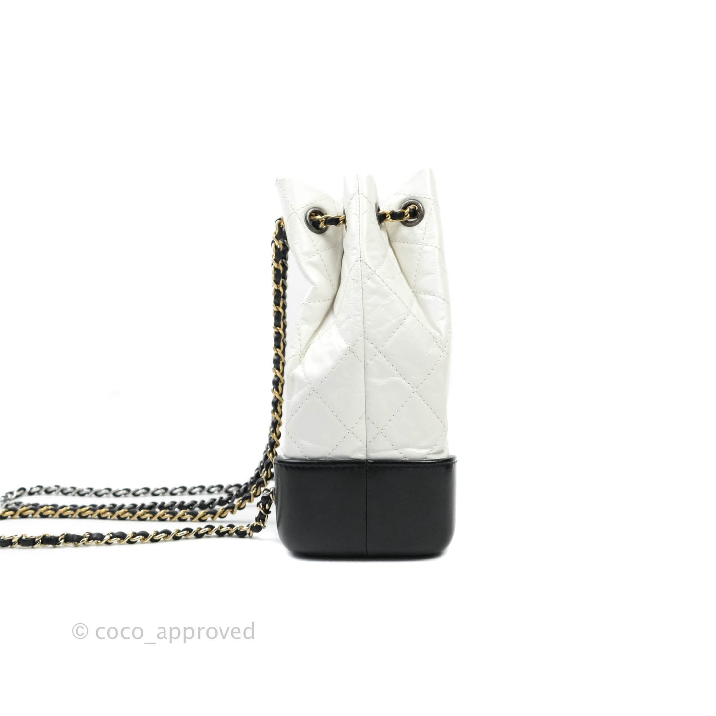 Chanel Small Gabrielle Backpack White Black Aged Calfskin