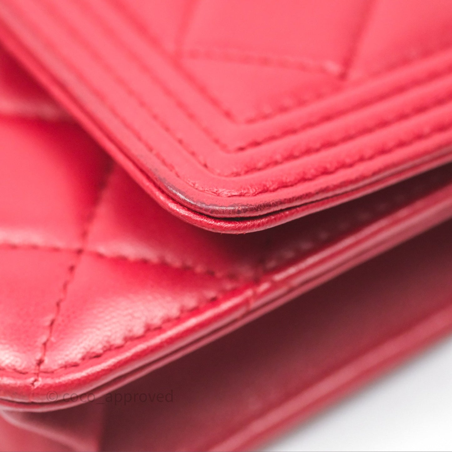 Chanel Boy Wallet on Chain WOC Red Lambskin Ruthenium Hardware
