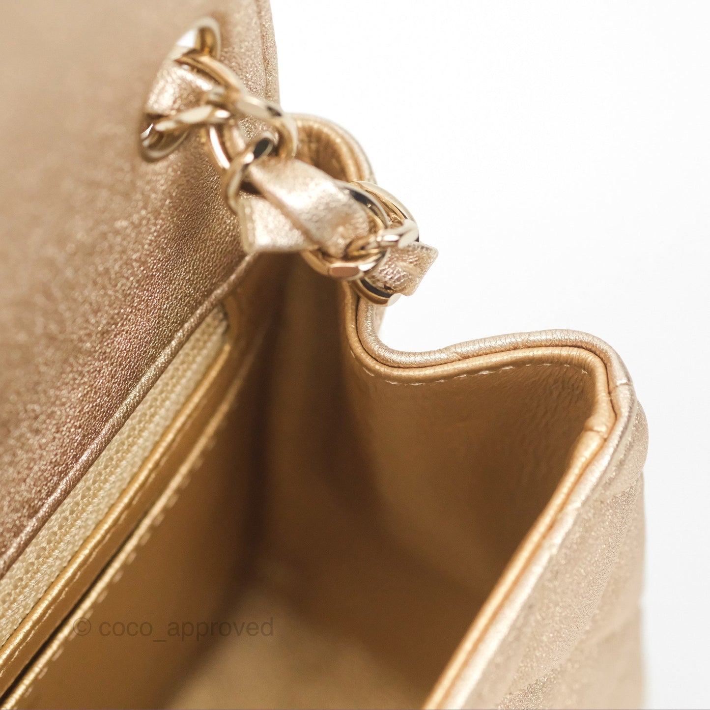 Chanel Quilted Mini Square Iridescent Gold Lambskin Gold Hardware 21P