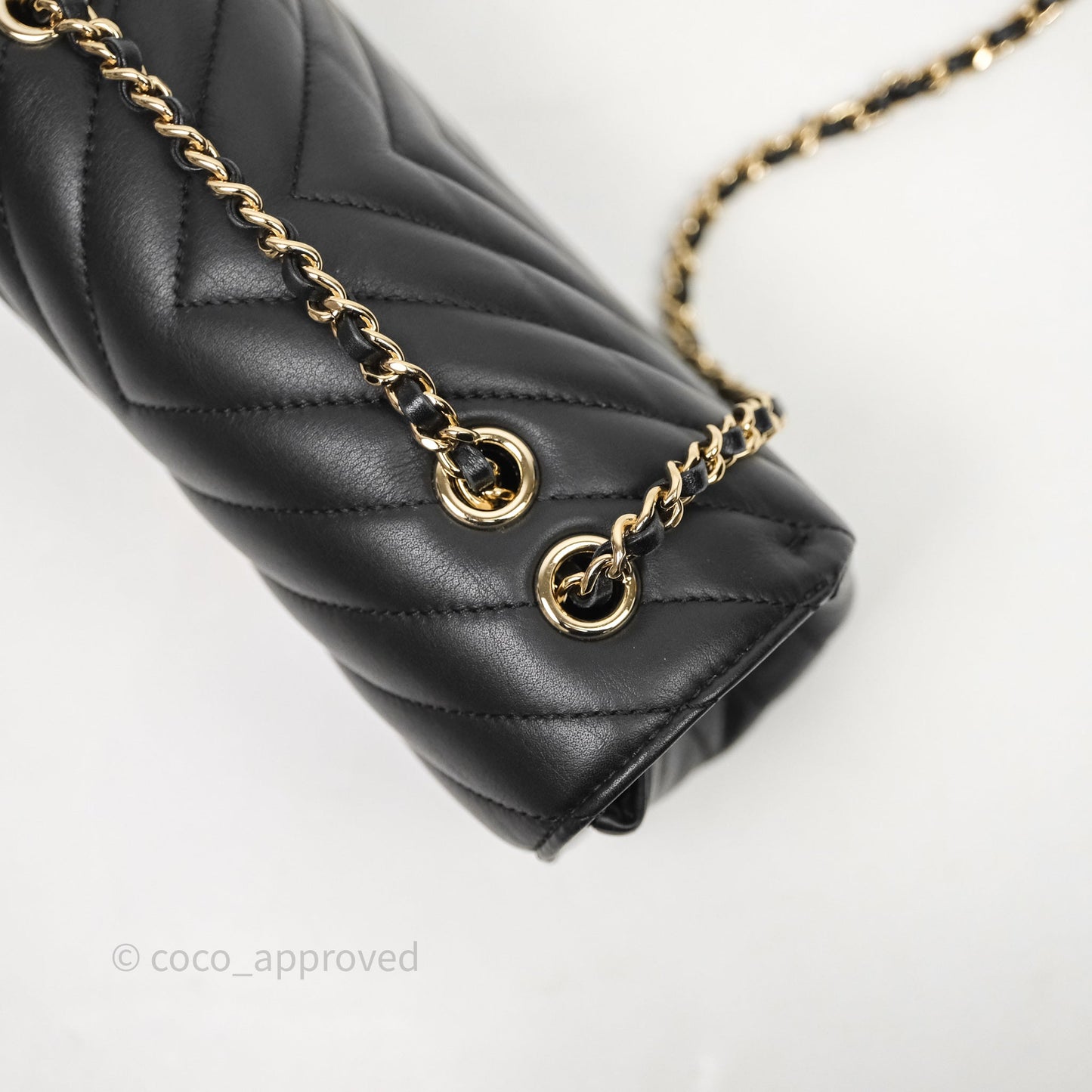 Chanel Black Lambskin Chevron Quilted Statement Flap Bag Light Gold Hardware