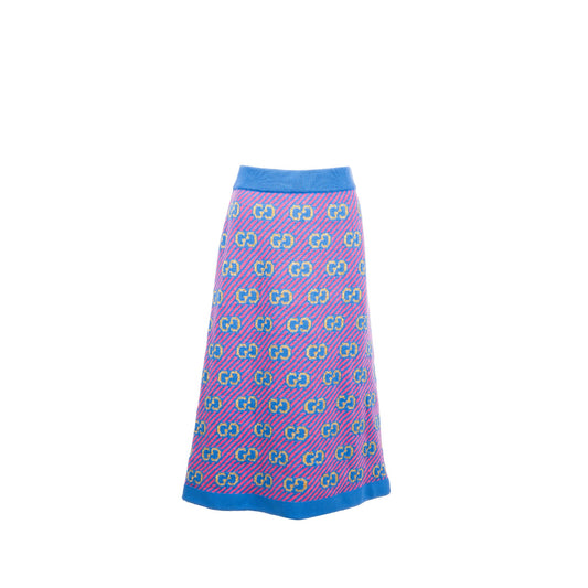 Gucci Size S GG Stripe Jacquard Skirt Wool Multicolour