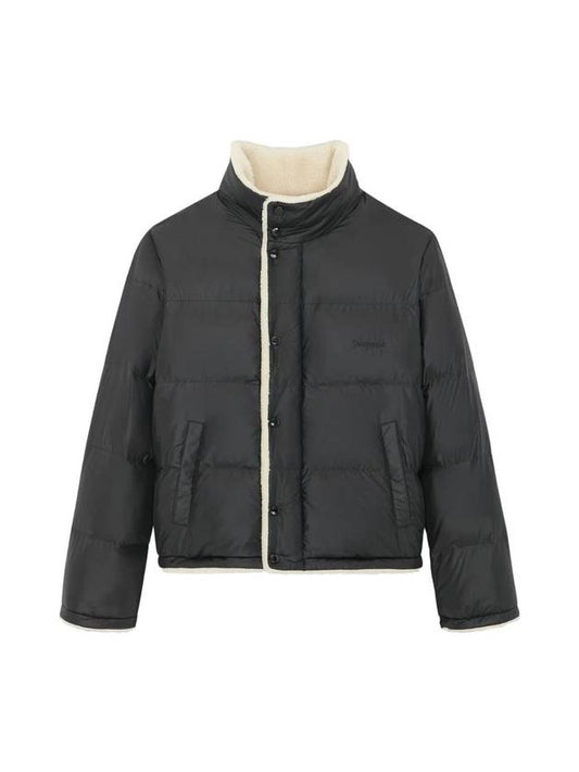 Luxury Saint Laurent Shearling Lining Nylon Down Puffer Jacket Black