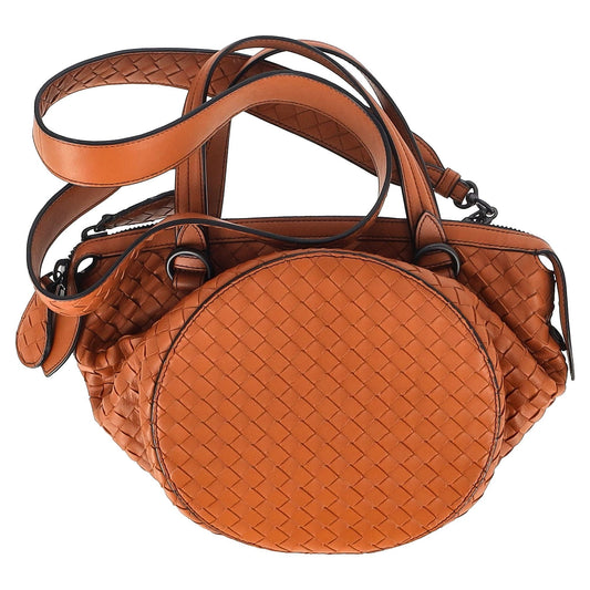 Luxury Bottega Veneta Intrecciato Tambura Handbag in Brown Leather