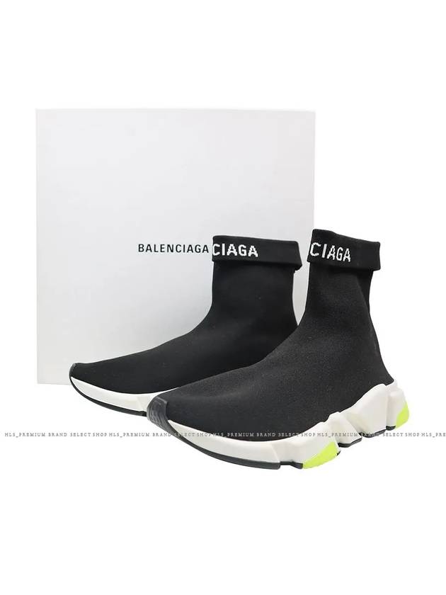 Luxury Balenciaga Speed Cuffed Logo High Top Sneakers Neon Yellow Black