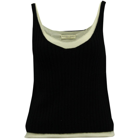 Luxury Bottega Veneta Ribbed Tank Vest in Black Cashmere
