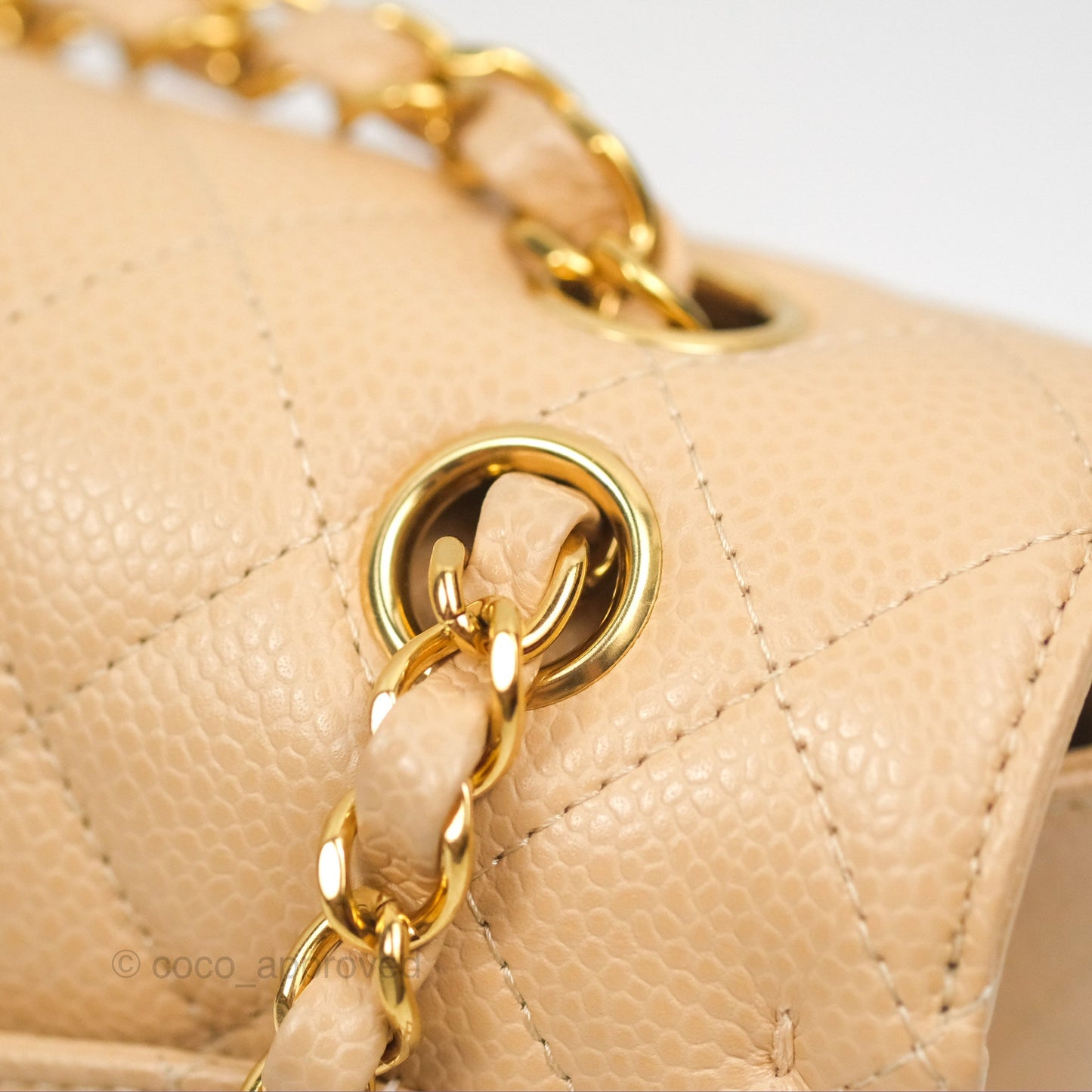 Chanel Small Quilted Classic Flap Beige Caviar Gold Hardware