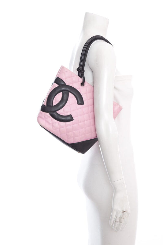 Luxury Chanel Vintage Pink and Black Small Linge Cambon Handbag