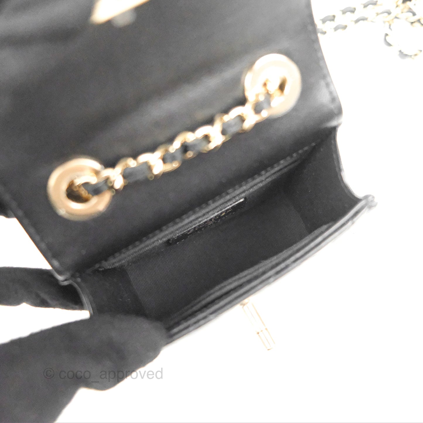 Chanel Mini Quilted Clutch With Chain Black Lambskin Gold Hardware