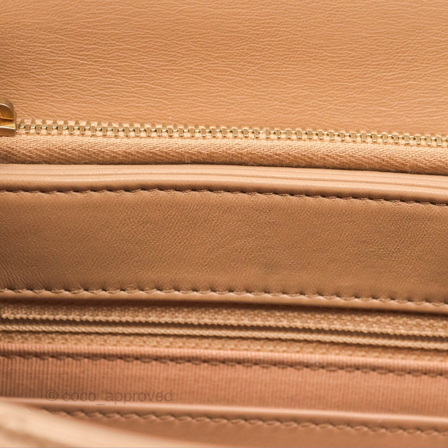 Chanel Small All Slide Adjustable Chain Flap Bag Beige Lambskin Aged Gold Hardware
