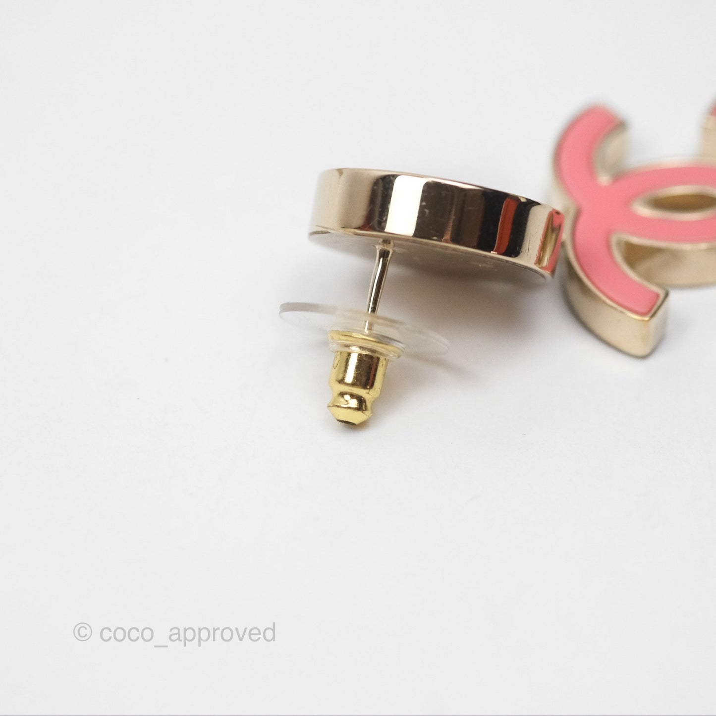 Chanel CC Logo Enamel Pink/ Black Drop Earrings 23C