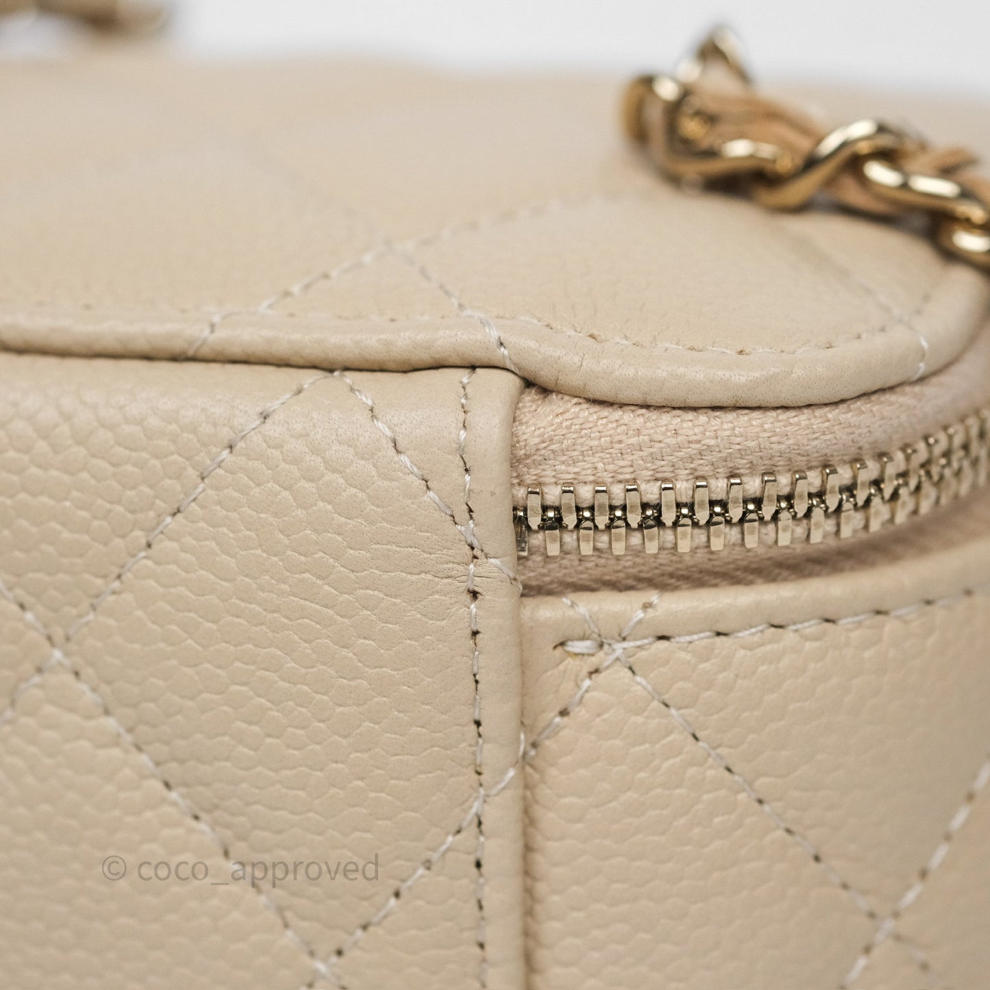 Chanel Mini Vanity With CC Chain Beige Caviar Gold Hardware
