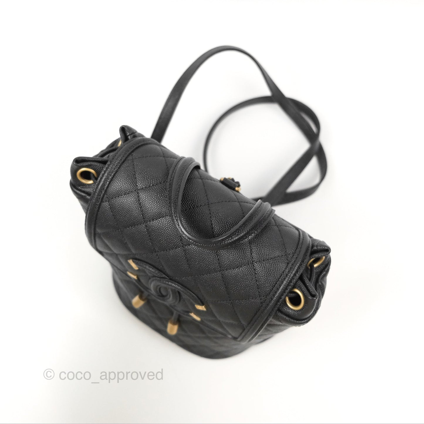 Chanel Small Quilted Filigree Backpack Black Caviar