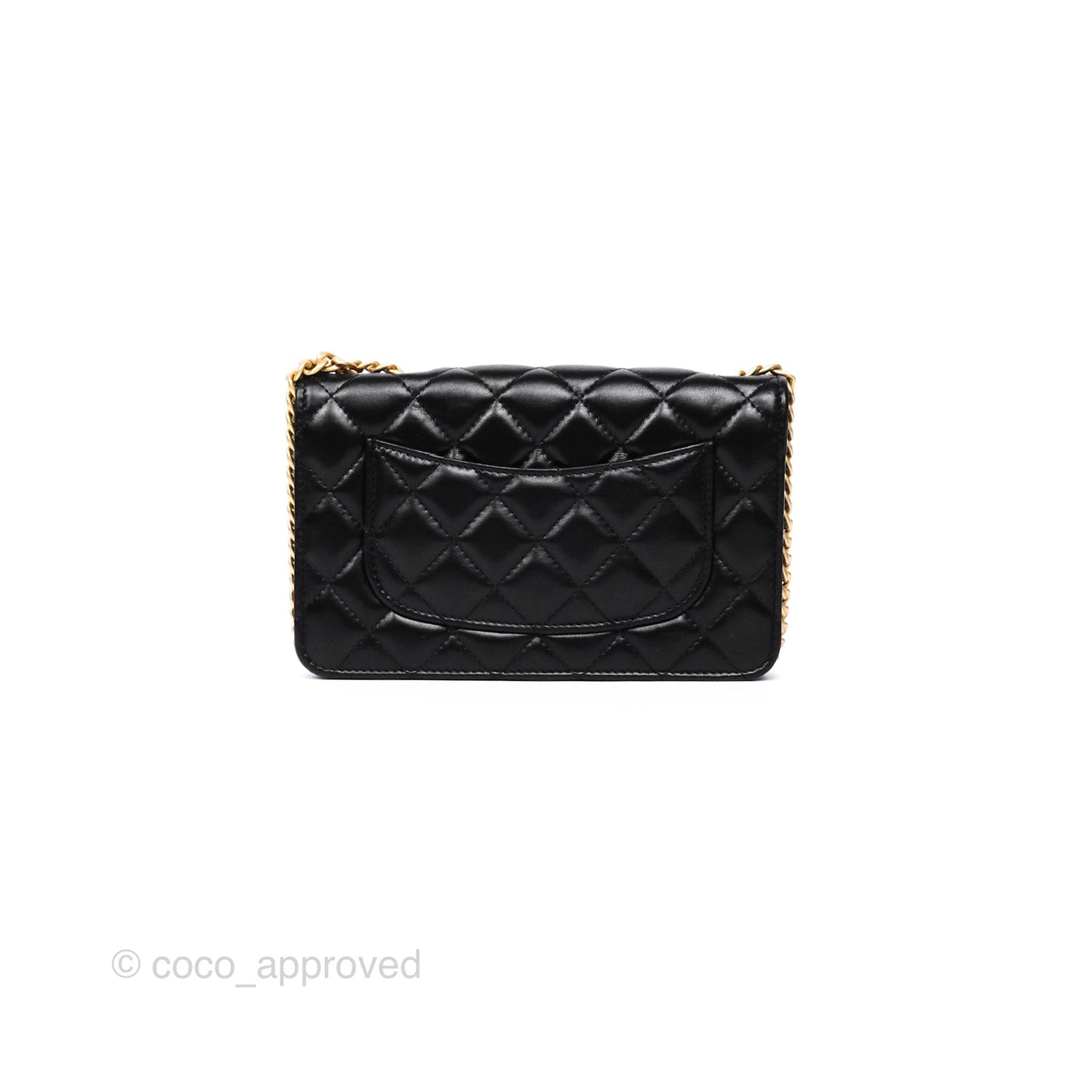 Chanel All Slide Wallet on Chain WOC Adjustable Chain Quilted Black Lambskin 22K