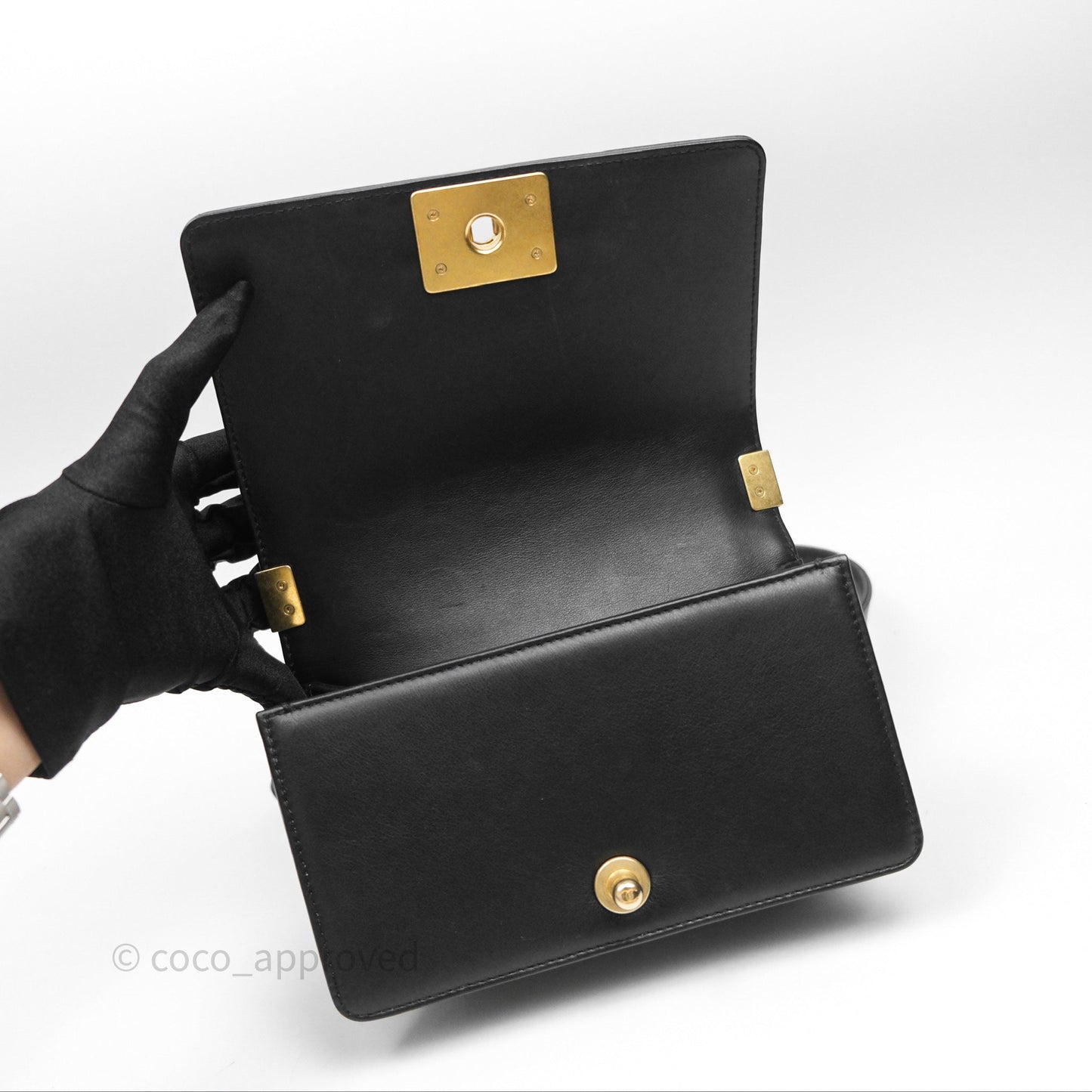 Chanel Small Boy Black Lambskin Aged Gold Hardware