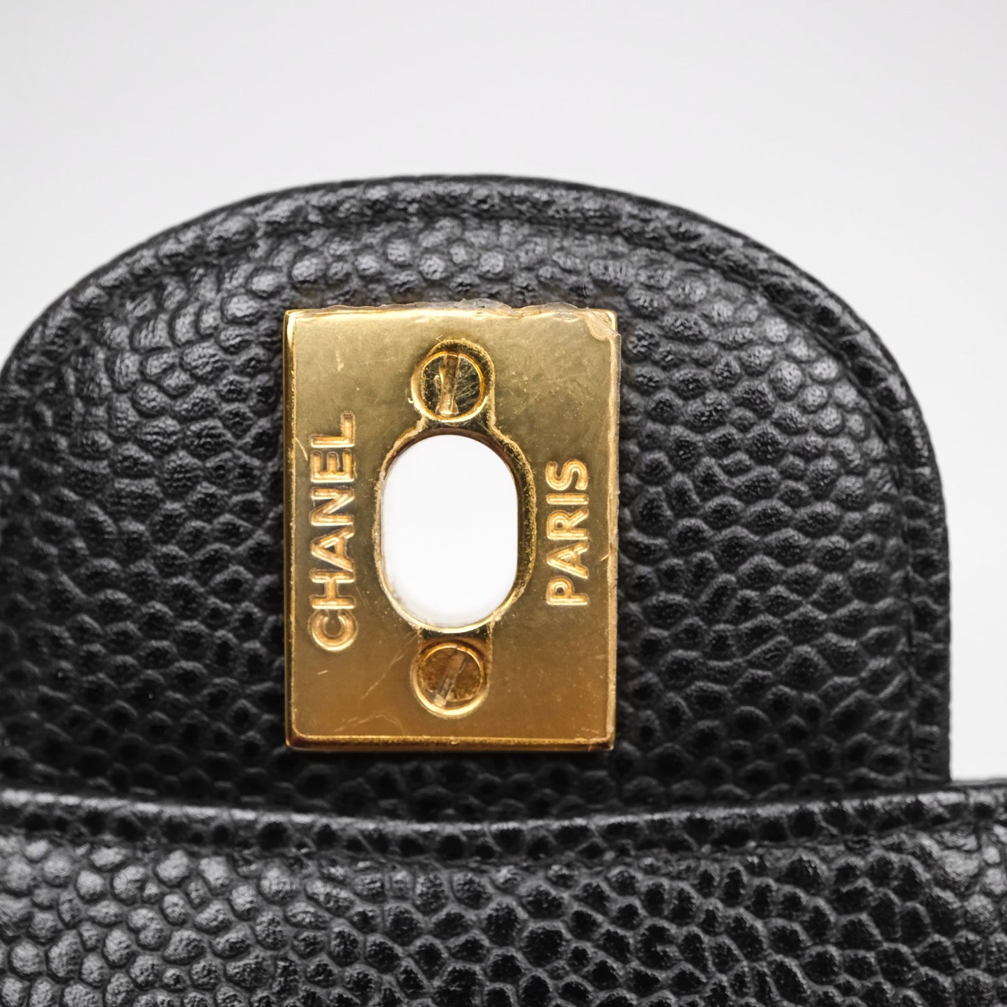 Chanel Classic M/L Medium Flap Quilted Black Caviar Gold Hardware