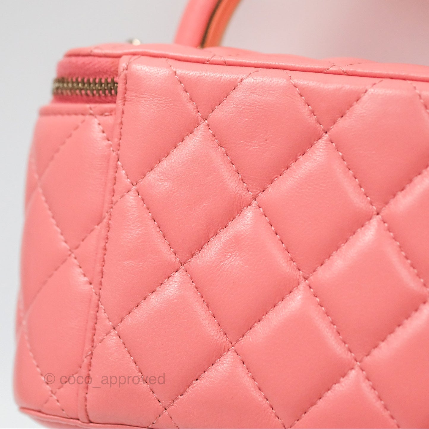 Chanel Vanity Rectangular Top Handle Pink Lambskin Gold Hardware