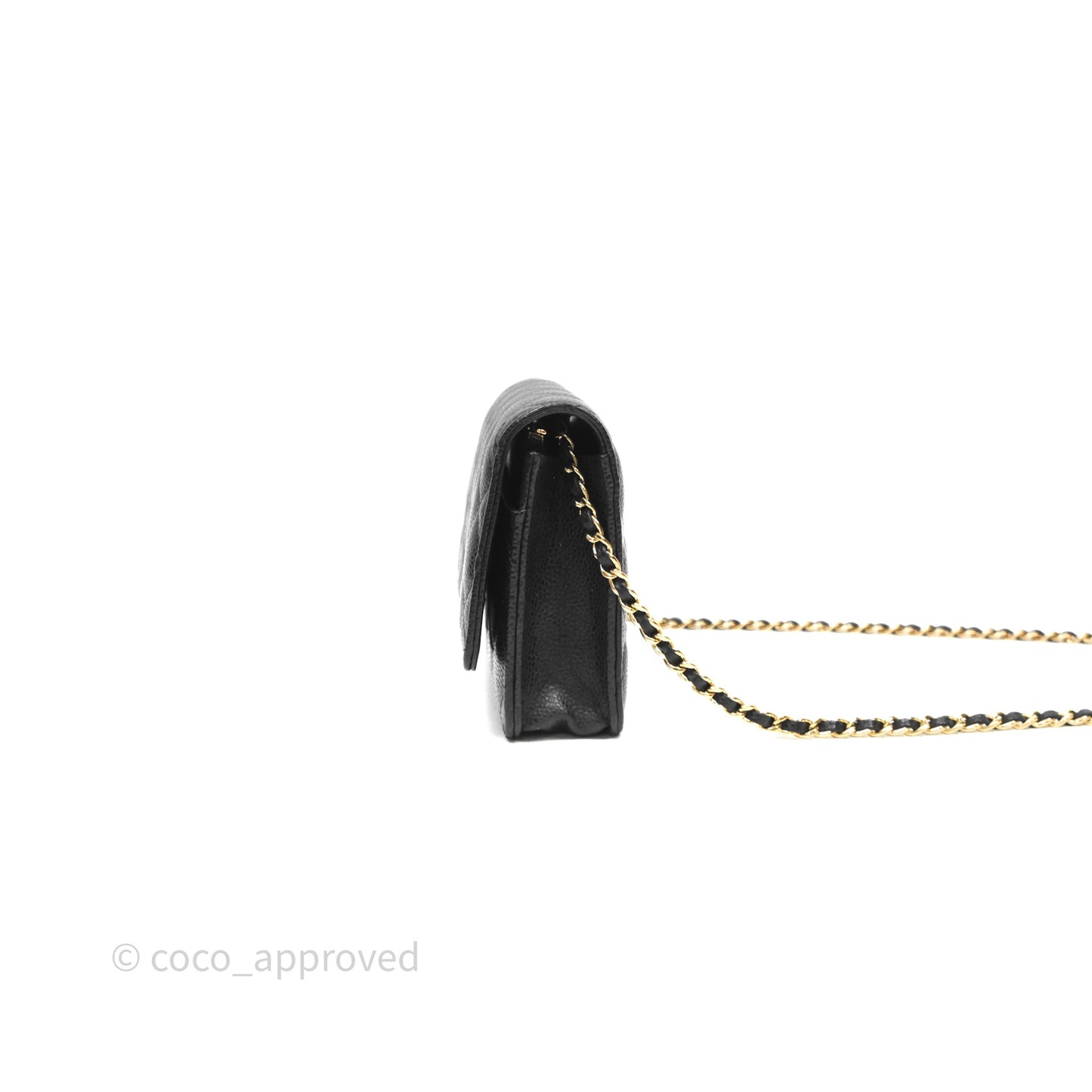 Chanel Classic Wallet On Chain WOC Quilted Black Caviar Gold Hardware