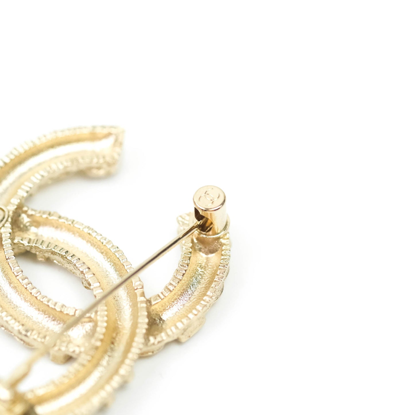 Chanel CC Logo Rhinestone Brooch Gold Tone 21P