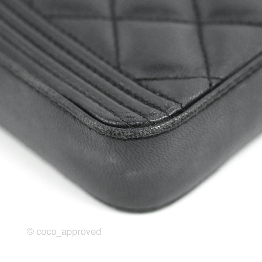 Chanel Le Boy Double Zip Wallet On Chain So Black Lambskin
