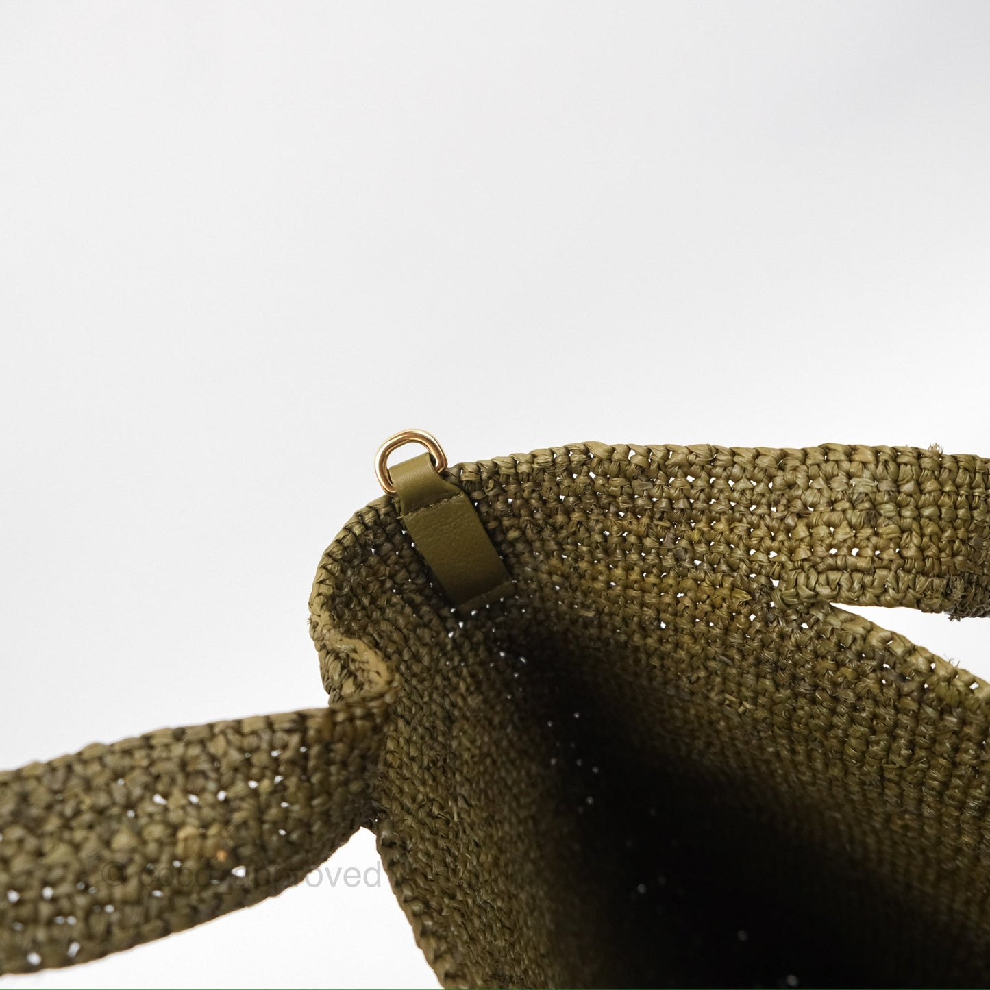 Loewe Mini Slit Bag in Raffia / Calfskin Natural Olive