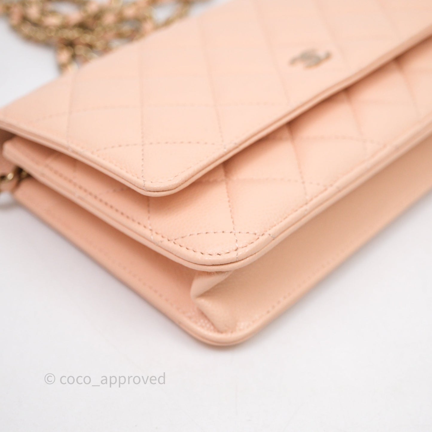 Chanel Quilted Classic Wallet on Chain WOC Pink Caviar Gold Hardware