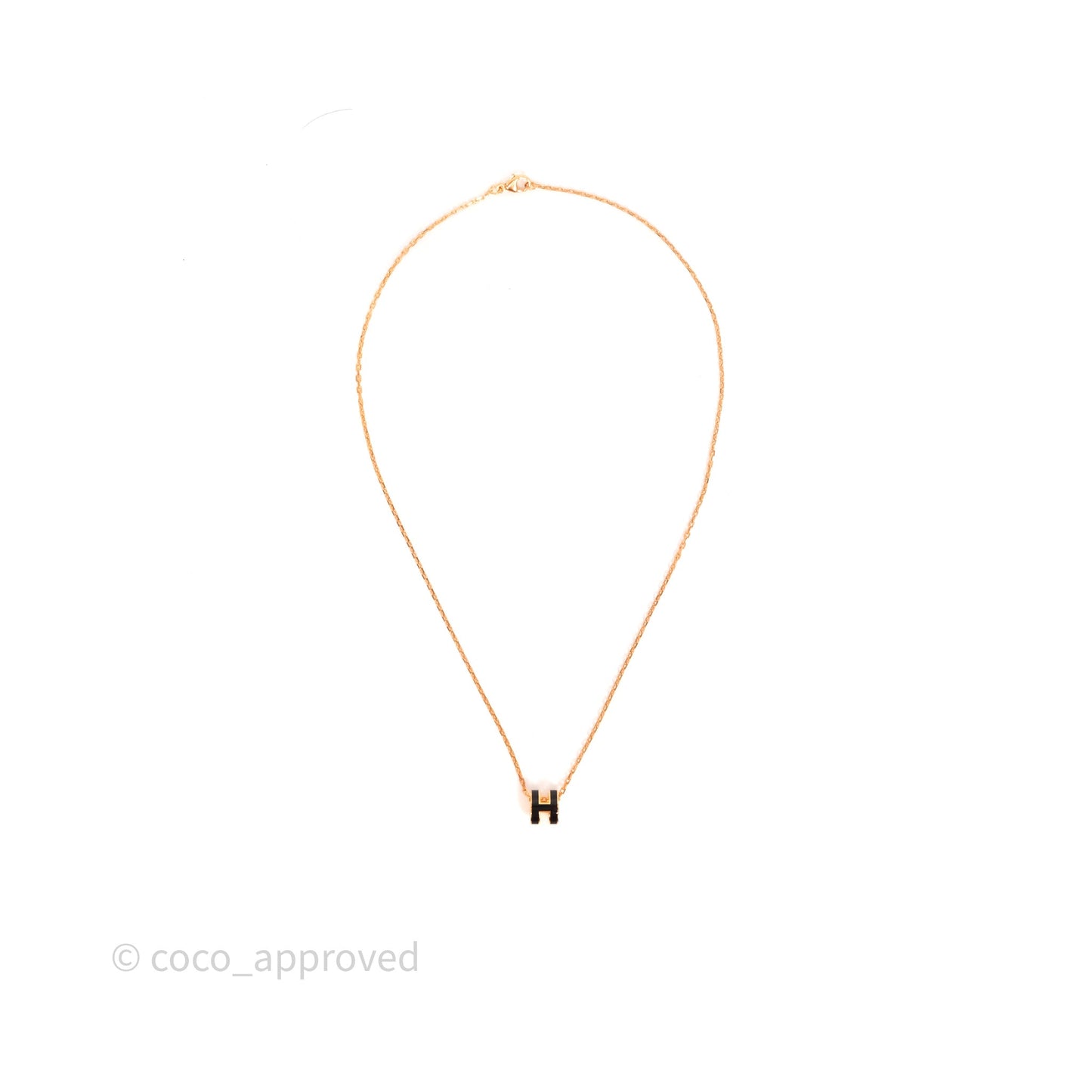 Hermès Mini Pop H Pendant Necklace Black Rose Gold Hardware
