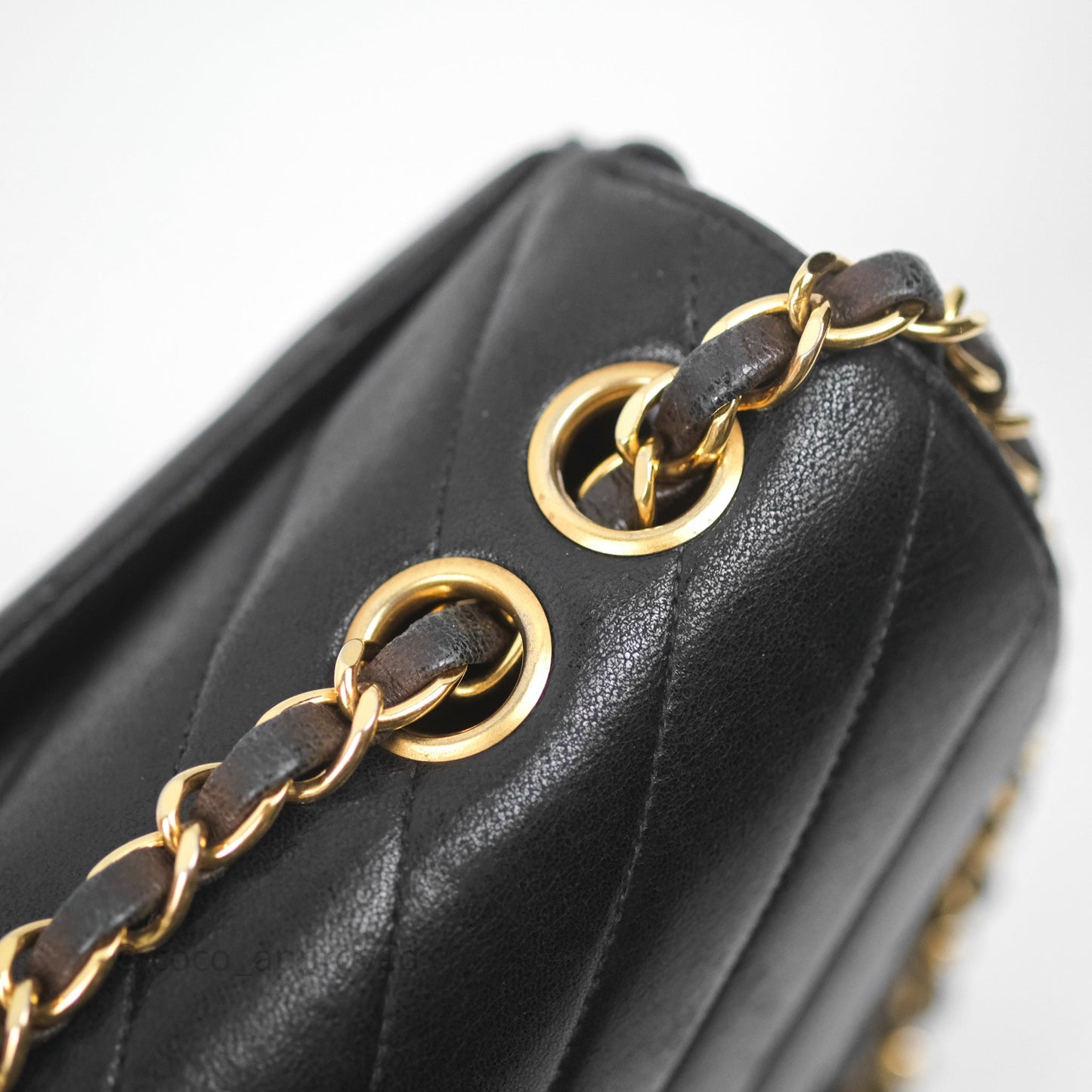 Chanel Vintage Chevron Envelope Flap Bag Black Lambskin 24K Gold Hardware