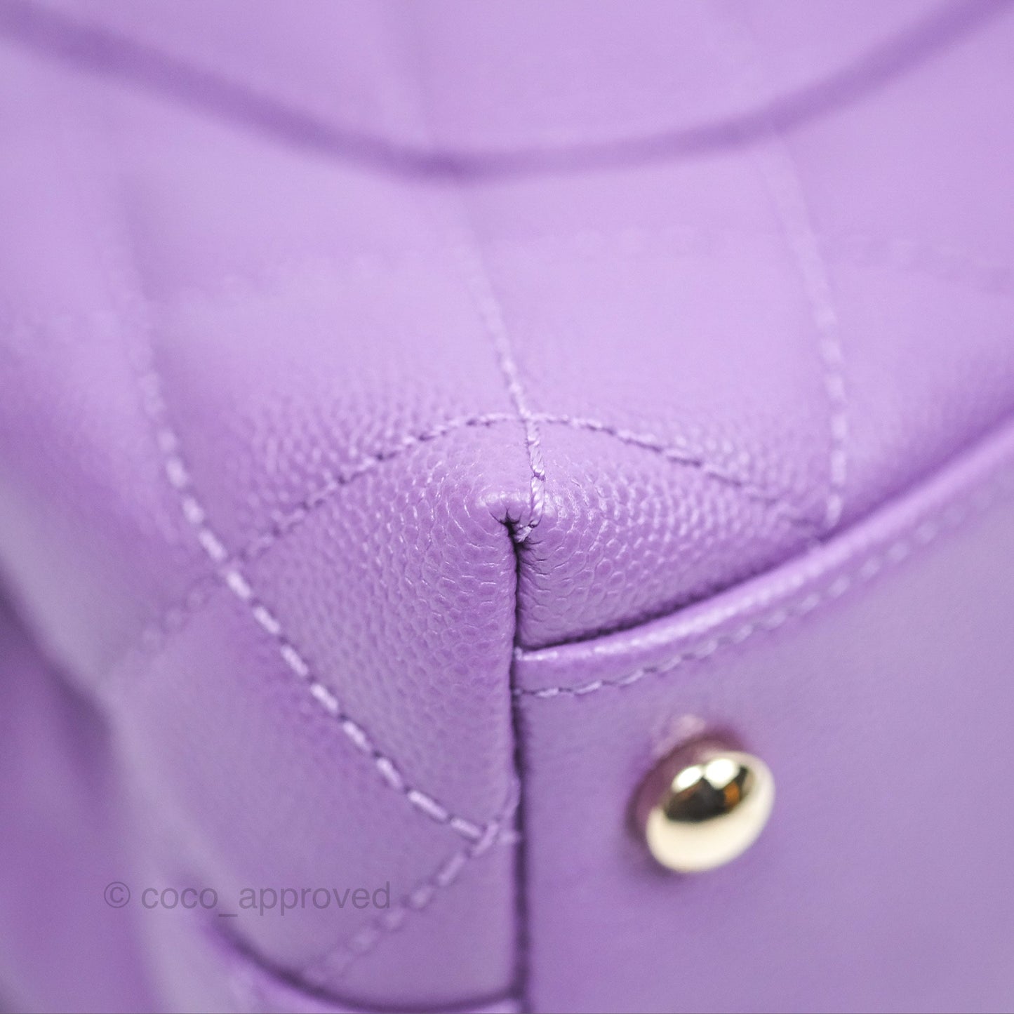 Chanel Quilted Mini Coco Handle Caviar Purple Gold Hardware