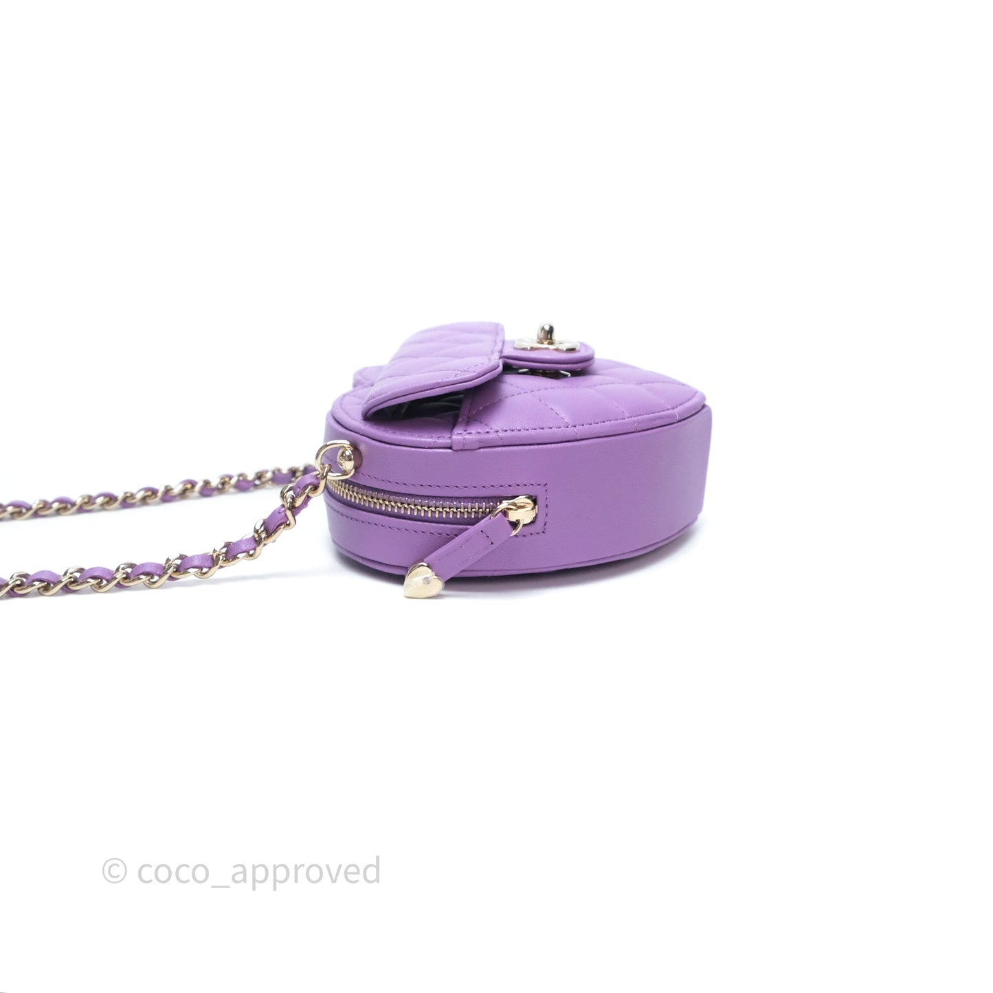 Chanel Small Heart Bag Purple Lambskin Gold Hardware 22S