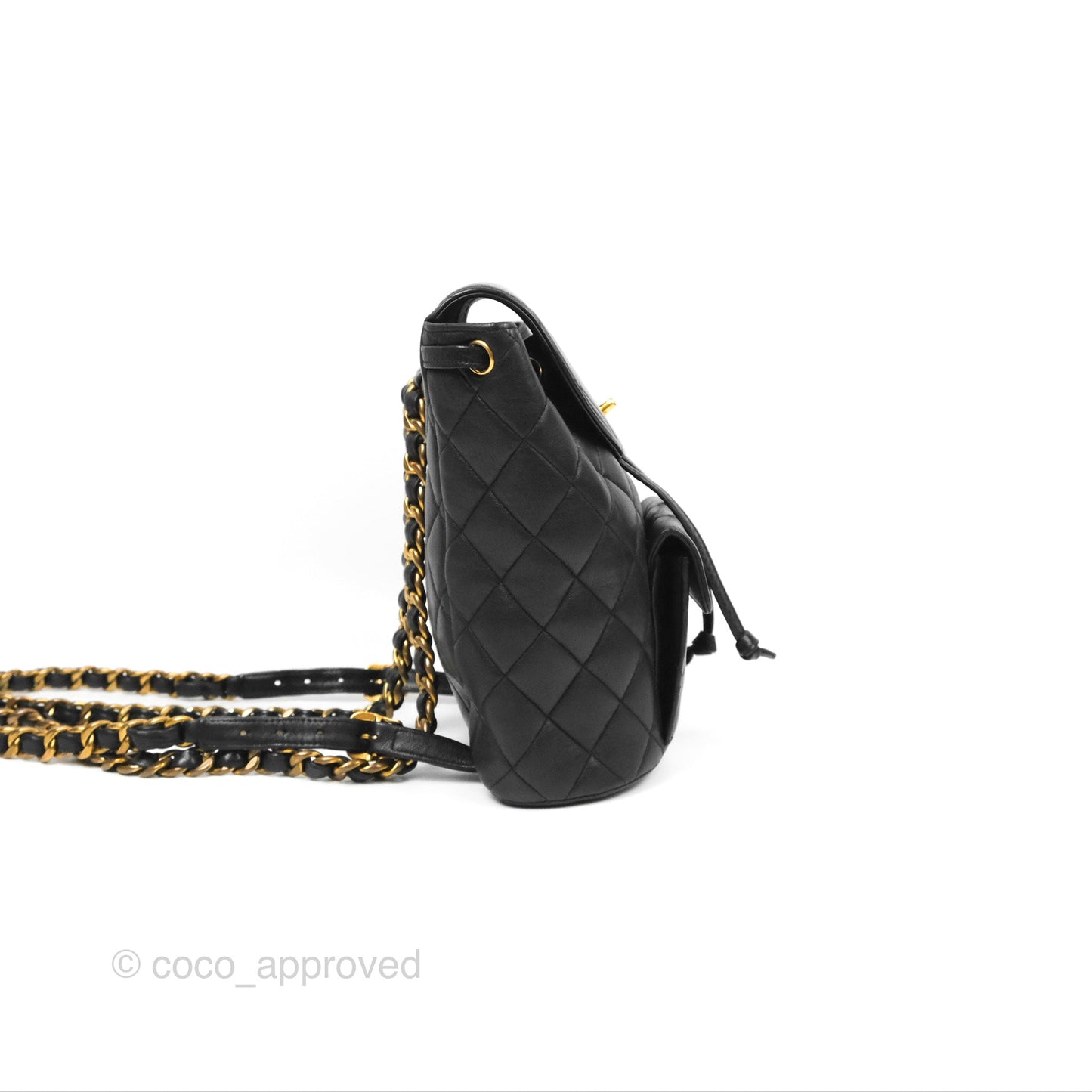 Chanel Vintage CC Duma Backpack Black Lambskin 24K Gold Hardware