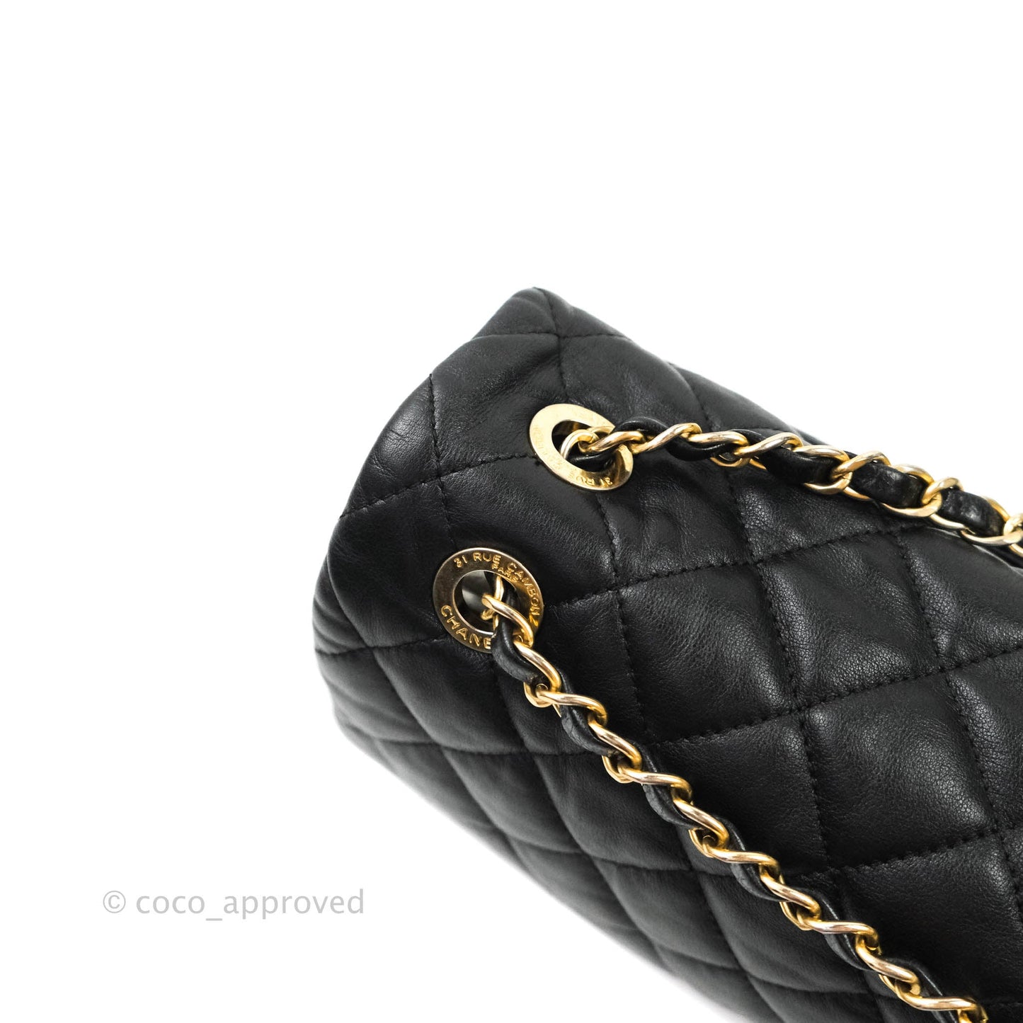 Chanel Soft Elegance Flap Bag Calfskin Black Aged Gold Hardware 14K