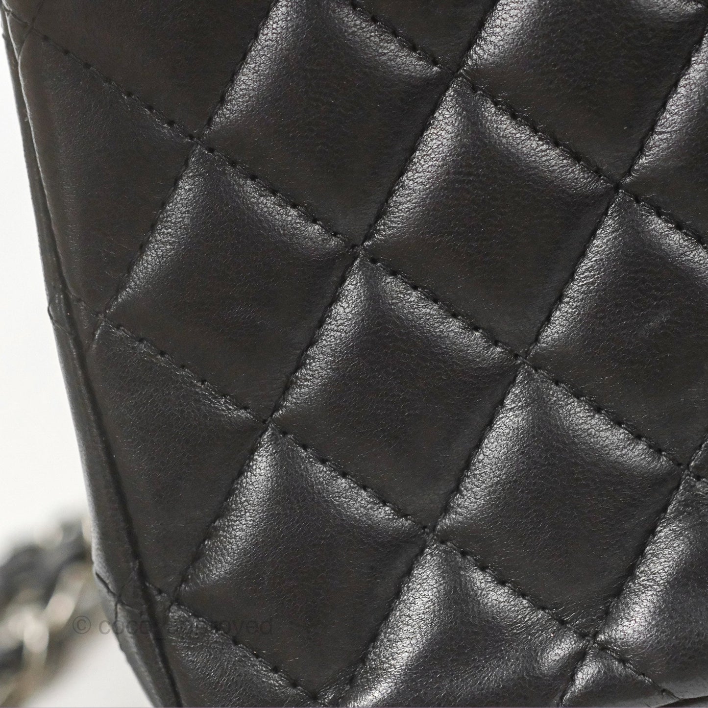 Chanel Mini Square Black Lambskin Dark Silver Hardware