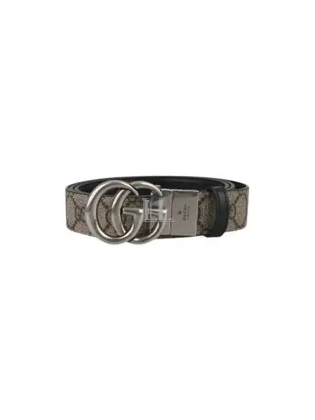 Luxury Gucci Trending 2025 GG Marmont Silver Reversible Thin Belt Beige
